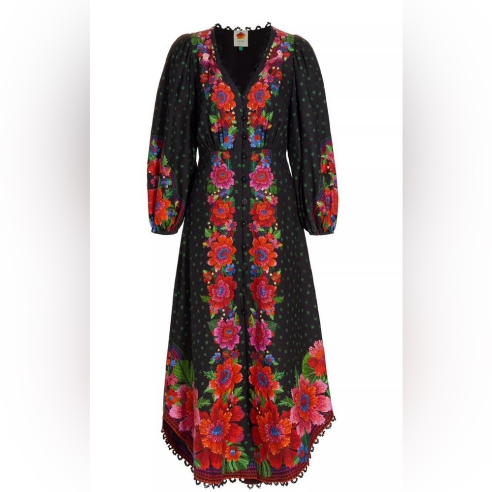 FARM Rio Blooming Garden Long Sleeve Maxi Dress XS